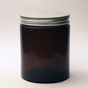 Wide Mouth Jar Amber 180ml with Silver Lids