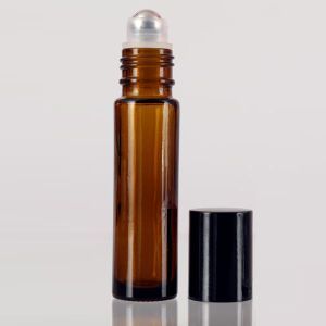 Baldwins Amber Glass Roll On Bottles (With Metal Roller) 10ml