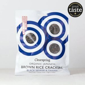 Clearspring Organic Japanese Brown Rice Crackers Black Sesame & Tamari 40g