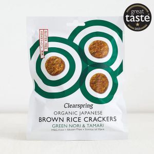 Clearspring Organic Japanese Brown Rice Crackers Green Nori & Tamari 40g