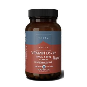 Terranova Vitamin D3 1000iu + K2 50ug 100 Vegetarian Capsules