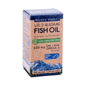 Wiley's Finest Wild Alaskan Fish Oil Easy Swallow Minis 630mg EPA+DHA 60 Softgels