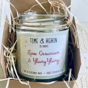 Time & Again Vegan Rose Geranium and Ylang Ylang Candle 190g