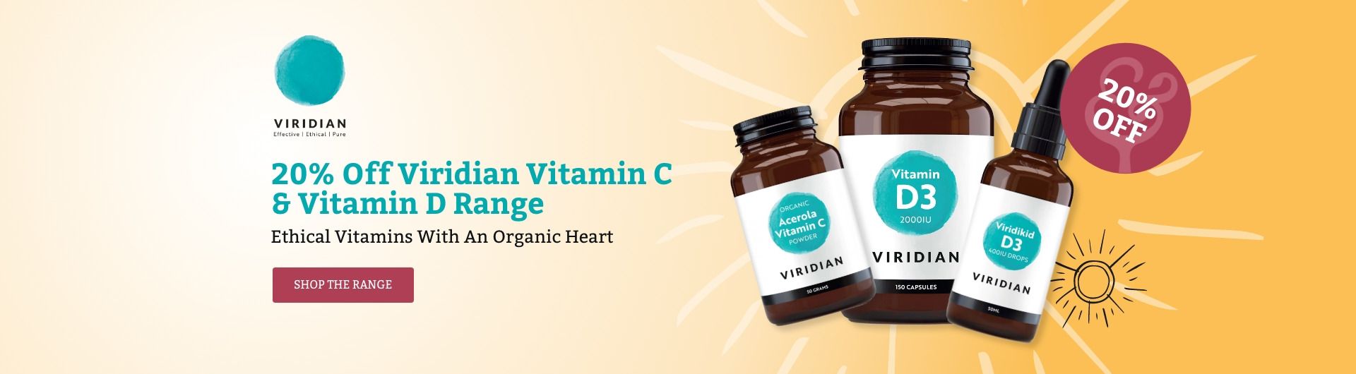 20% Off Viridian Vitamin C &amp; Vitamin D Range